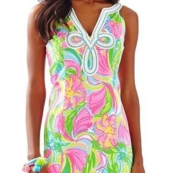 Lilly Pulitzer Tessa Shift Sz 00 Floral Multicol V Neck Embroid NWT FLASH SALE!! - Picture 1 of 9